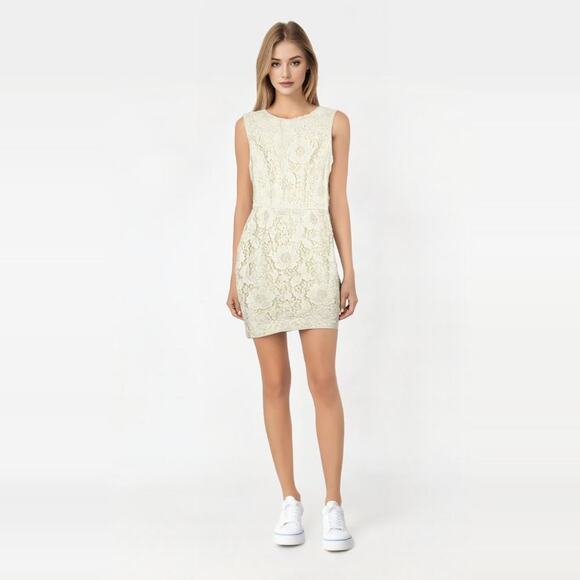 2/$30 ZARA Formal Wedding Guipure Lace Dress XS Cream Cutout Back Lined #7136 - Picture 1 of 16